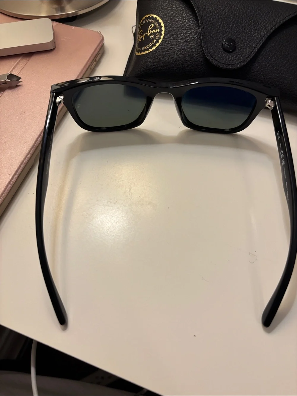 Ray-Ban Polarized RB 4420 Shiny Black Sunglasses with Black Leather Case